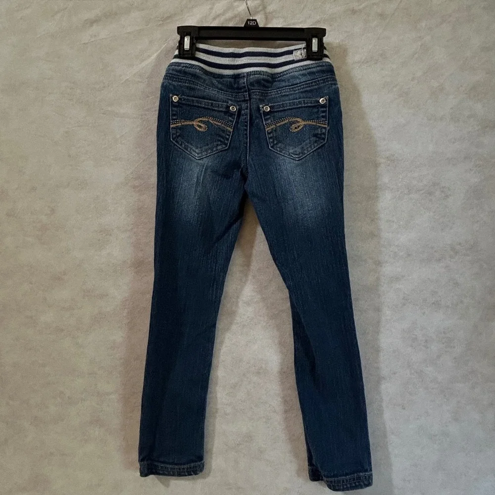 Justice Girls Simply Low Super Skinny Jeans Dark Wash Distressed 04 Star Size 7R